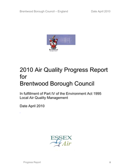 2010 Air Quality Progress Report for Brentwood Borough Council