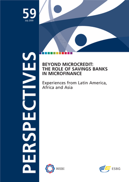 Beyond Microcredit: the Role of Savings Banks in Microfinance