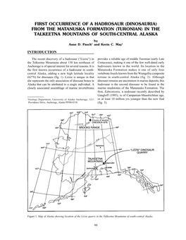 FIRST OCCURRENCE of a HADROSAUR (DINOSAURIA) from the MATANUSKA FORMATION (TURONIAN) in the TALKEETNA MOUNTAINS of SOUTH-CENTRAL ALASKA by Anne D