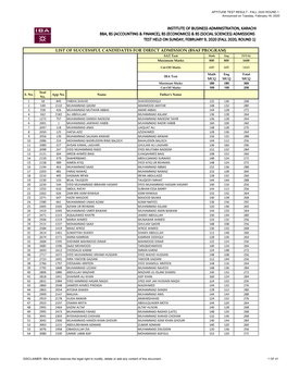 TEST RESULT - FALL 2020 ROUND 1 Announced on Tuesday, February 18, 2020