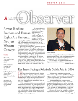 East-West Center Observer, Volume 10, No. 1
