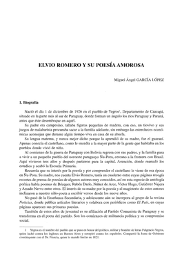 Pdf Elvio Romero Y Su Poesía Amorosa / Miguel Ángel García