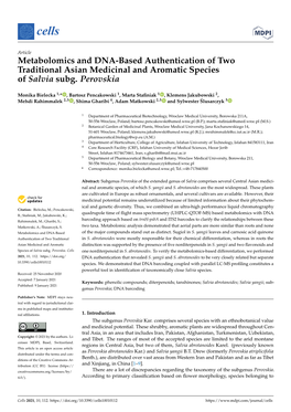 Metabolomics and DNA-Based Authentication of Two Traditional Asian Medicinal and Aromatic Species of Salvia Subg
