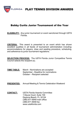 Play Tennis Division Awards