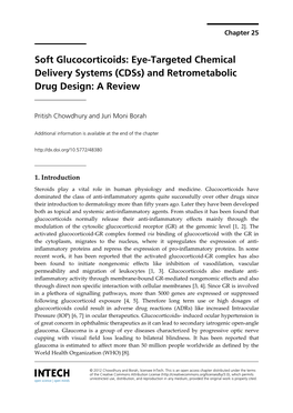 Soft Glucocorticoids: Eye-Targeted Chemical Delivery Systems (Cdss) and Retrometabolic Drug Design: a Review