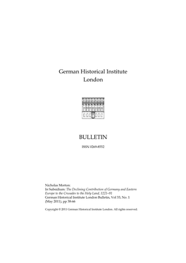 German Historical Institute London Bulletin, Vol 33, No
