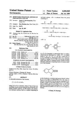 United States Patent (19) 11 Patent Number: 4,849,505 Stavrianopoulos 45 Date of Patent: Jul