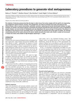 Laboratory Procedures to Generate Viral Metagenomes