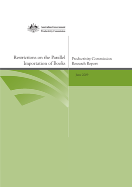 Restrictions on the Parallel Importation of Books, Research Report, Canberra