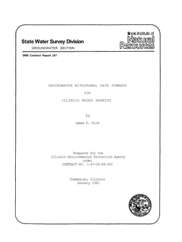 Groundwater Withdrawal Data Summary for Illinois Npdes Permits