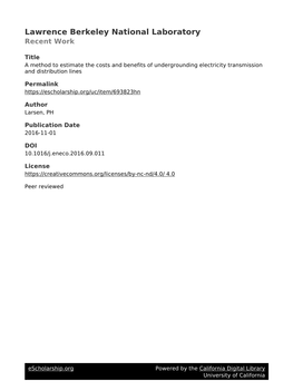 A Method to Estimate the Costs and Benefits of Undergrounding Electricity Transmission and Distribution Lines