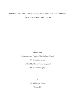 Telling Girlhood: Girls’ Studies, Reparative Trauma and 20Th