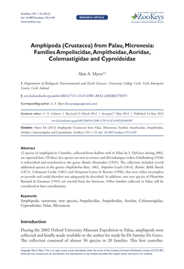 Families Ampeliscidae, Ampithoidae, Aoridae, Colomastigidae and Cyproideidae