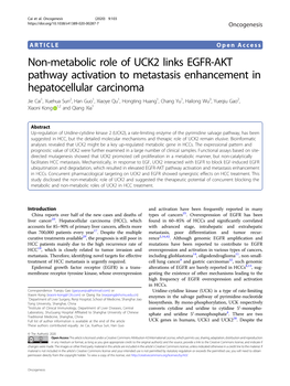 Non-Metabolic Role of UCK2 Links EGFR-AKT Pathway Activation To