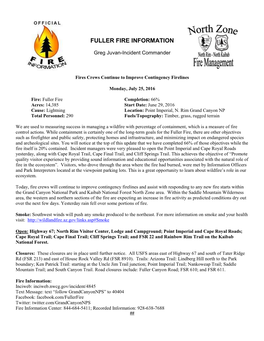 Fuller Fire Information