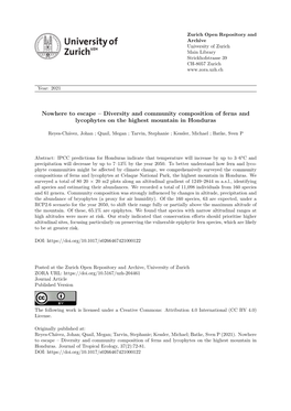 Diversity and Community Composition of Ferns and Lycophytes on the Highest Mountain in Honduras