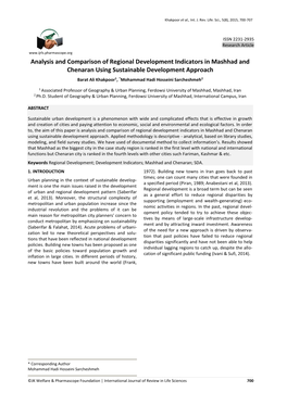 Analysis and Comparison of Regional Development Indicators In