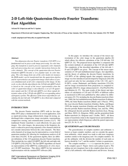 2-D Left-Side Quaternion Discrete Fourier Transform: Fast Algorithm