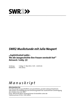 Swr2-Musikstunde-20130517.Pdf