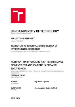 Brno University of Technology Vysoké Učení Technické V Brně