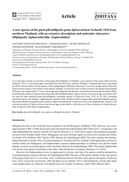 A New Species of the Giant Pill-Millipede Genus Sphaerobelum