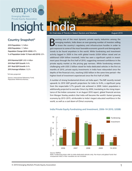 Insight India an Overview of Trends in Select Sectors and Markets August 2010