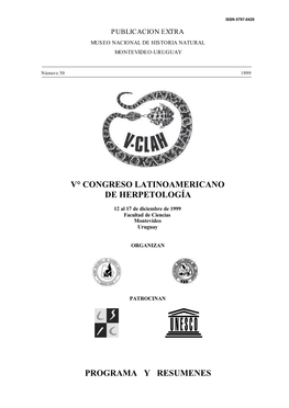 V° Congreso Latinoamericano De Herpetología Programa