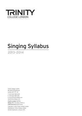 Singing Syllabus 2013–2014