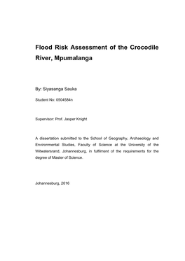 Flood Risk Assessment of the Crocodile River, Mpumalanga