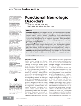 Functional Neurologic Disorders