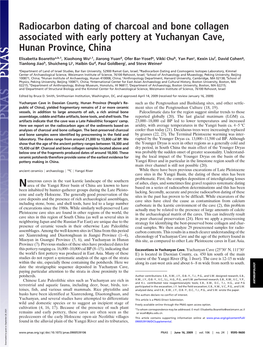 Radiocarbon Dating of Charcoal and Bone Collagen Associated with Early Pottery at Yuchanyan Cave, Hunan Province, China