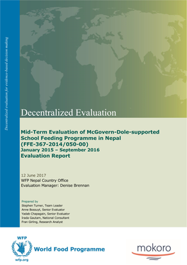 Nepal (FFE-367-2014/050-00) January 2015 – September 2016 Evaluation Report