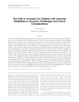 The Path to Inclusion for Children with Learning Disabilities in Guyana: Challenges and Future Considerations