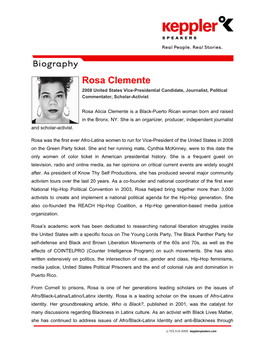 Rosa Clemente 2008 United States Vice-Presidential Candidate, Journalist, Political Commentator, Scholar-Activist
