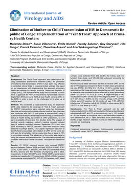 Elimination of Mother-To-Child Transmission of HIV in Democratic
