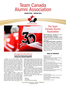 Team Canada Alumni Association Newsletter – WINTER 2012