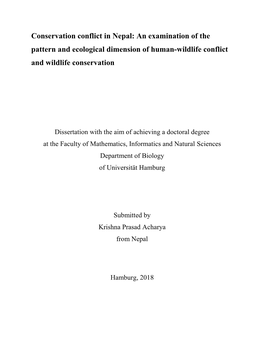 Conservation Conflict in Nepal: an Examination of the Pattern and Ecological Dimension of Human-Wildlife Conflict and Wildlife Conservation