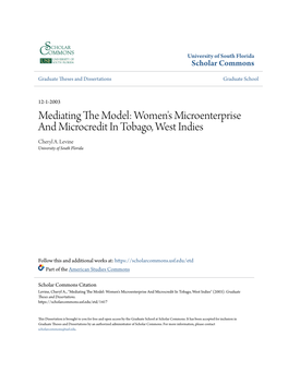 Women's Microenterprise and Microcredit in Tobago, West Indies Cheryl A