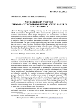 Women Roles in Weddings Ethnography of Wedding Rituals Among Rajput in Punjab Pakistan