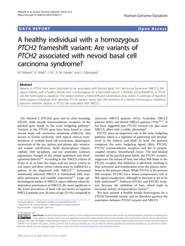 Are Variants of PTCH2 Associated with Nevoid Basal Cell Carcinoma Syndrome? M