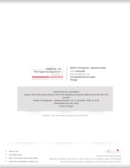 Redalyc.Ieyasu (1542-1616) Versus Ieyasu (1543-1616) Calendrical Conversion Tables for the 16Th and 17Th Centuries