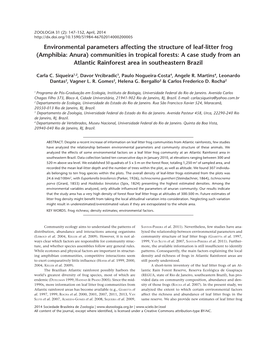 Environmental Parameters Affecting the Structure of Leaf-Litter Frog