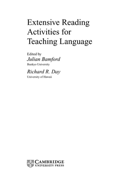 Extensive Reading Activities for Teaching Language