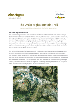 The Ortler High Mountain Trail High-Altitude Hiking at the Ortler in the Stelvio National Park