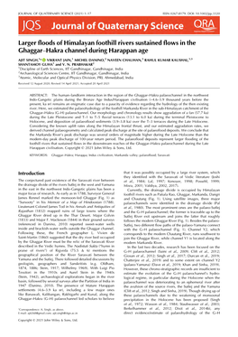 Larger Floods of Himalayan Foothill Rivers Sustained Flows in the Ghaggar–Hakra Channel During Harappan Age