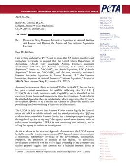 Letter to USDA Regarding Austin Aquarium (September 10, 2013)