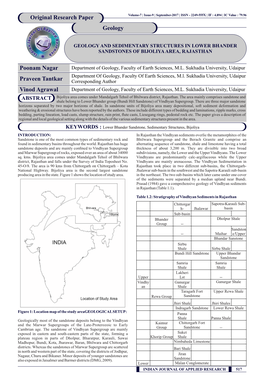 Geology and Sedimentary Structures in Lower Bhander Sandstones of Bijoliya Area, Rajasthan