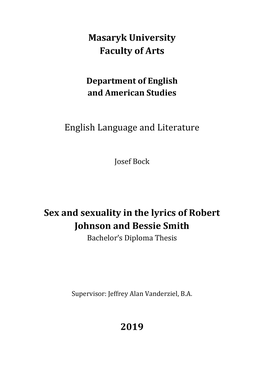 Masaryk University Faculty of Arts Sex and Sexuality in the Lyrics Of