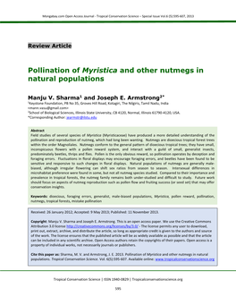 Pollination of Myristica and Other Nutmegs in Natural Populations