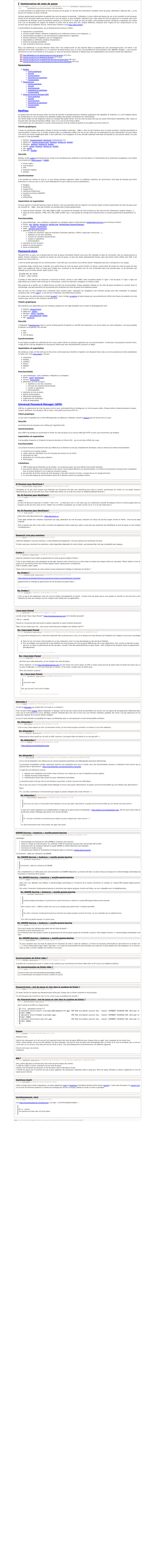 Sommaire Keepass Password-Store Universal Password Manager (UPM)